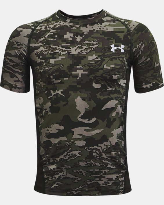 Boys' HeatGear® Armour Printed Short Sleeve, Green, pdpMainDesktop image number 0